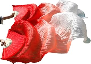 Belly Dance Faux Silk Veil Fans veils Pair Handmade Belly Dancing Fans Silk Dance Fans Performances Line Dance