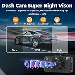 Dash Cam Front and Rear Camera, WiFi Dash Camera for Cars with 64G Card, 2.5K Car Camera Dash Cam Front +1080P Rear Dashcams with Super Night Vision, Loop Recording, G-Sensor