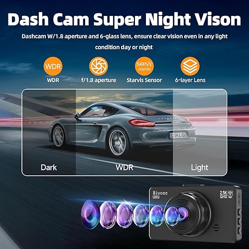 Miniatura 6 de Cámara de tablero frontal y trasera con control WiFiAPP Cámara de coche con tarjeta 64G 2.5K cámara de tablero frontal+1080P cámara trasera con