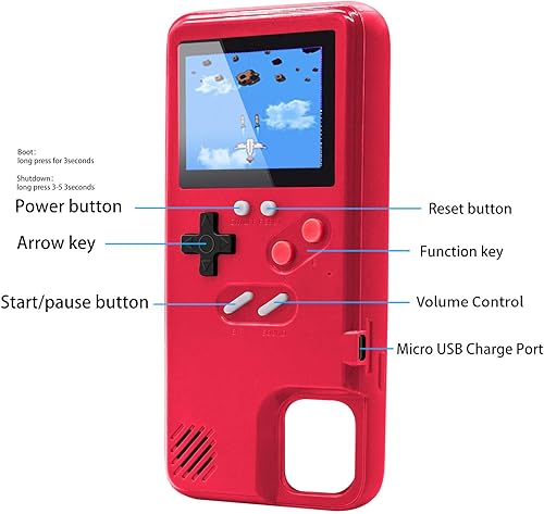 Miniatura 6 de DIKKAR - Funda de consola de juegos para iPhone, funda protectora retro autoalimentada con 36 juegos pequeños, pantalla a todo color, funda de