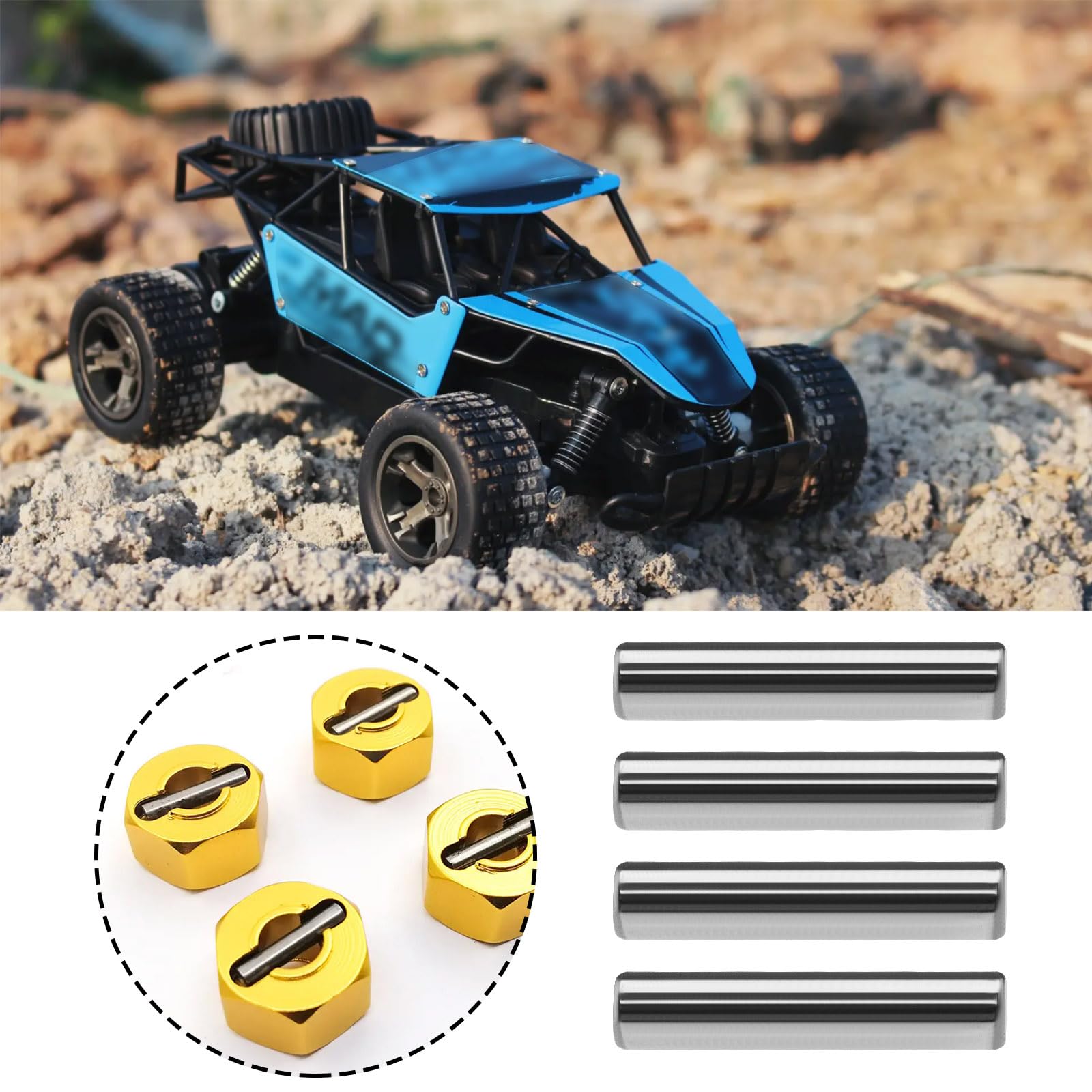 ECSiNG 30PCS RC Wheel Hex Drive Adaptor Pin Compatible with 1/10 Rc Car 12mm Hex Hub for RC Spare Part RC Car Upgrade Parts Metal Silver