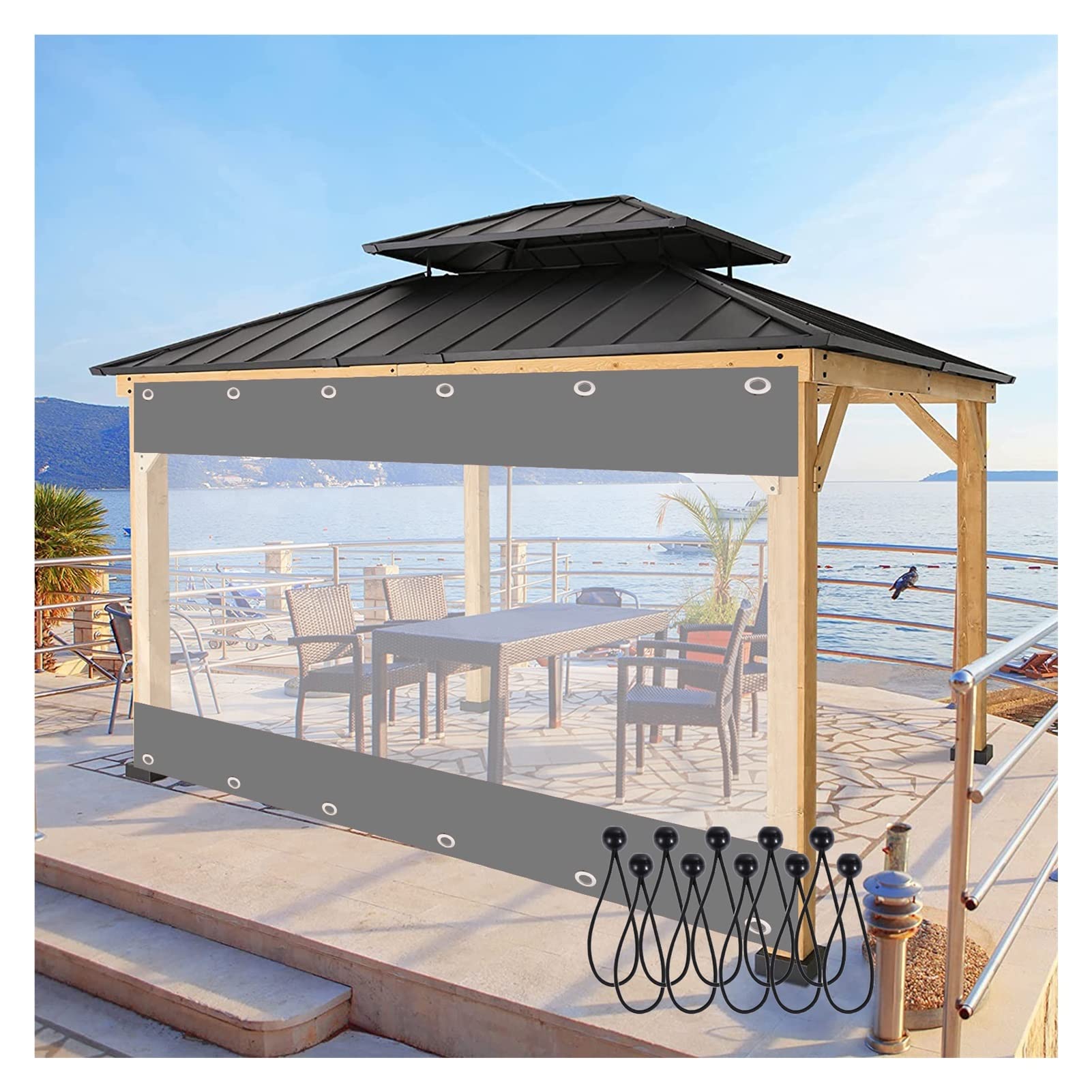 Toile transparente d'extérieur brise-vue jardin bâche pvc transparente