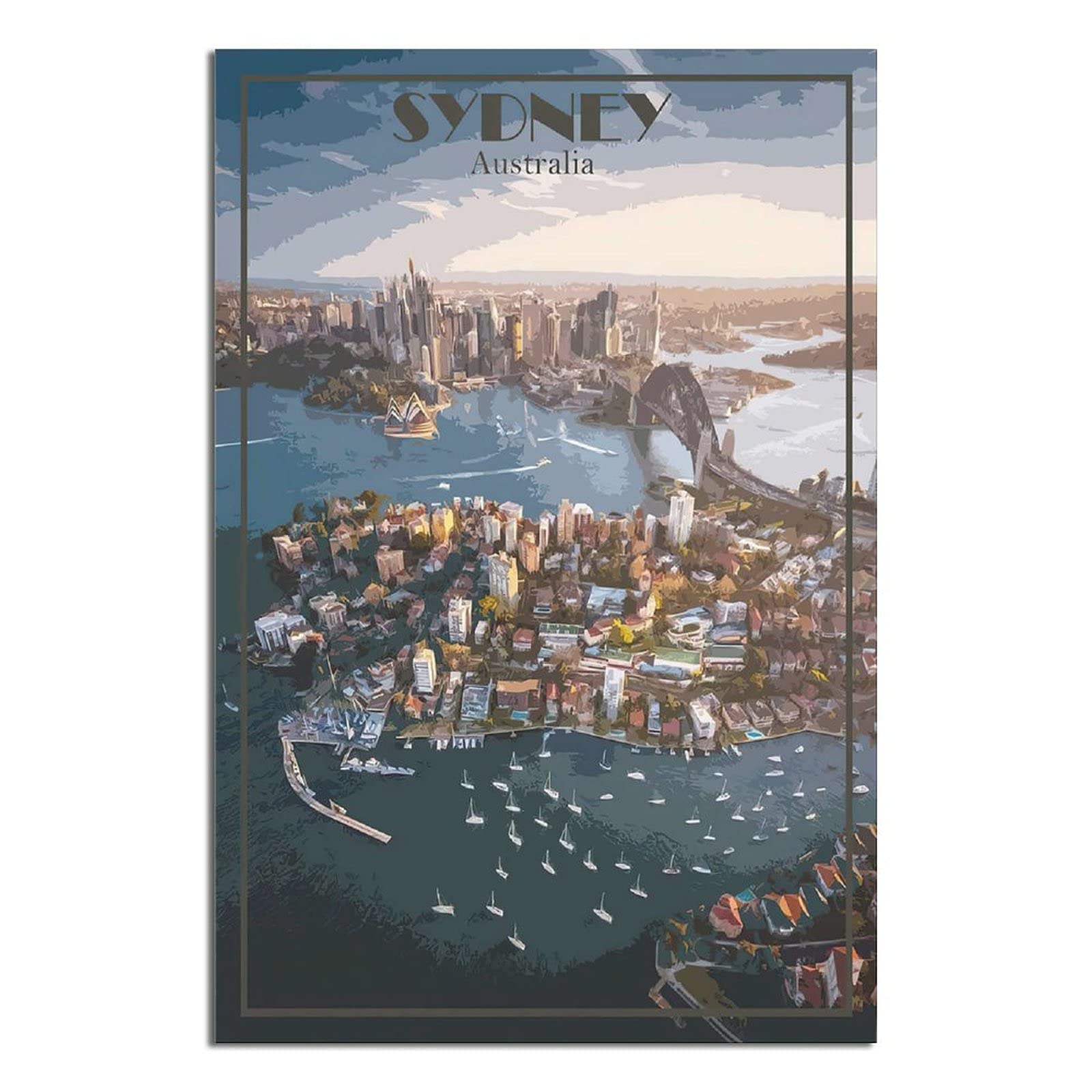 Kziwq T053 Metal Sign Sydney Australia Vintage Decor Art Sign Home Kitchen Bar Cafe Club Cave Wall Decor Retro Travel Tin Sign 30X40cm
