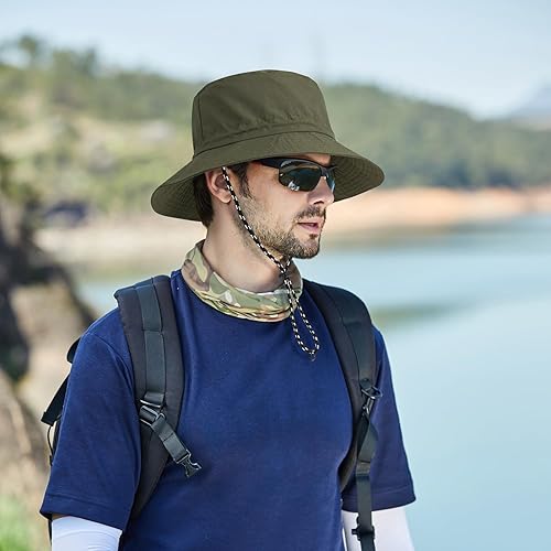 Miniatura 6 de Sombrero de sol al aire libre para hombres, sombreros de verano para hombre, protección solar plegable de ala ancha, sombrero de playa UPF 50+