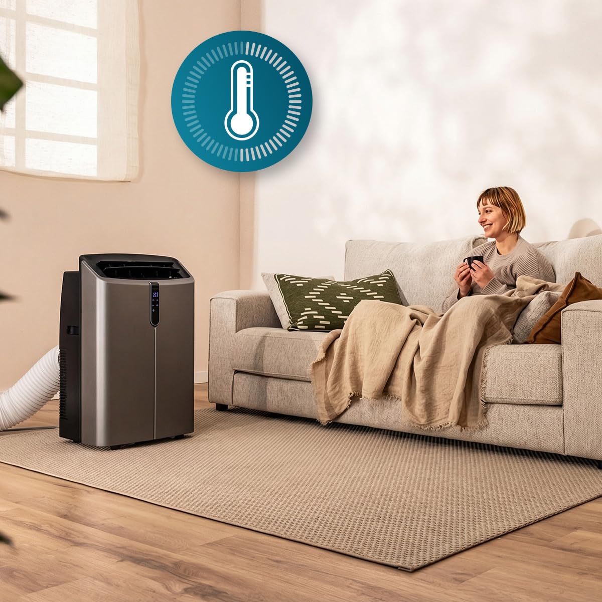 Cecotec Climatiseur Portable avec Pompe à Chaleur et Wi-Fi ForceClima 14800 Nux Heating Connected. 14000 BTU, Télécommande, Écran LED, 5 Modes, 3 Vitesses, Minuterie, Couverture 30-35 m²