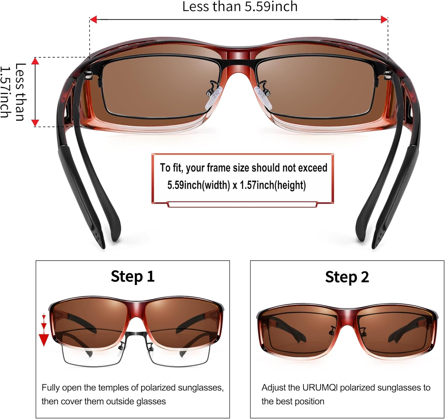 URUMQI Polarized Sunglasses Fit Over Glasses for Men Women, Wrap-around Driving Sunglasses 100% UV Protection - Image 4