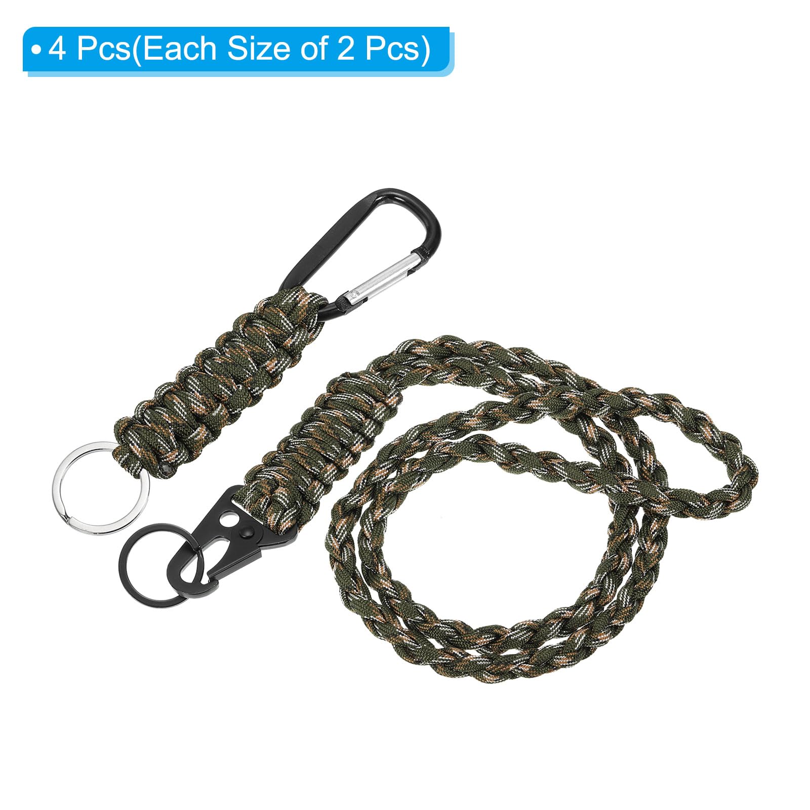 PATIKIL Portachiavi Da Polso In Paracord (4 Pezzi) - Cordino Regolabile Con Moschettone A Molla Per Escursionismo, Chiavi, Badge - Nero E Bianco