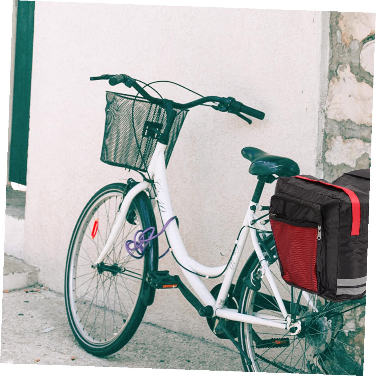 Toddmomy Sacca per Portapacchi Posteriore per Bici Sacca Doppia per Seggiolino Bici Facile da Installare e Sgancio Rapido Strisce Riflettenti