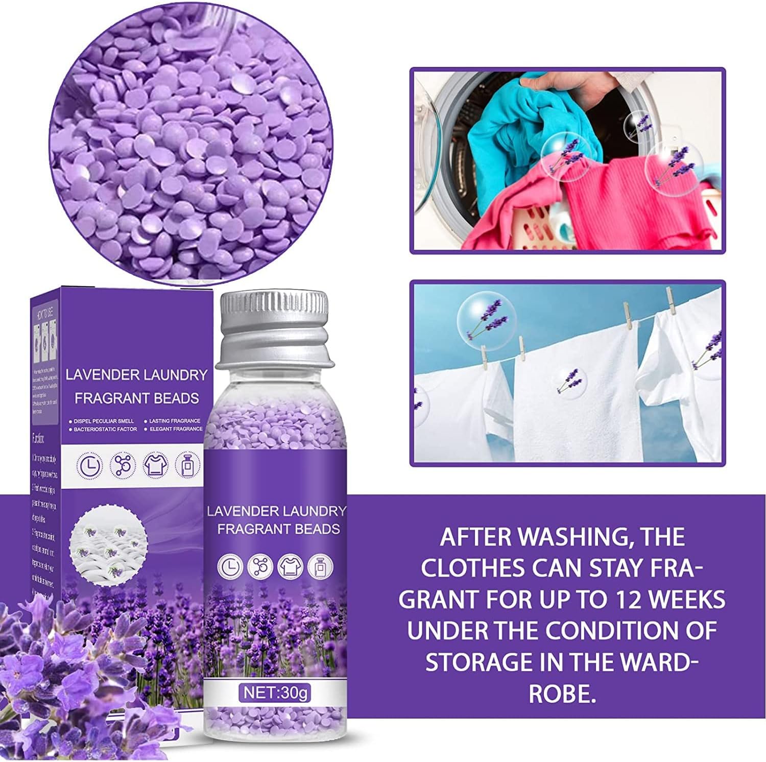 【73OFF!】 ラベンダーランドリービーズ 香りブースタービーズ 布製洗濯ビーズ 長持ちする新鮮な香り 家庭用ランドリー香りビーズ 家庭用