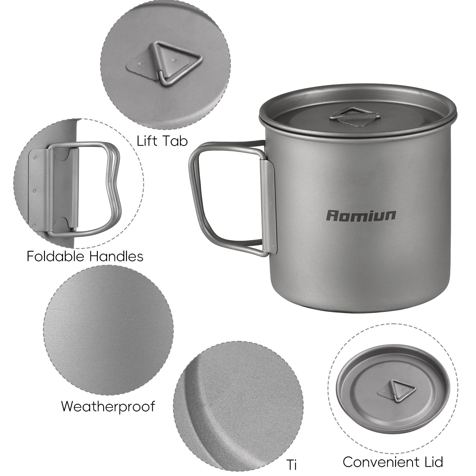 Taza De Titanio para Camping, 500ml Juego De Vasos De Camping con Parabrisas, Hornillo De Alcohol Y Soporte para Estufa para Senderismo