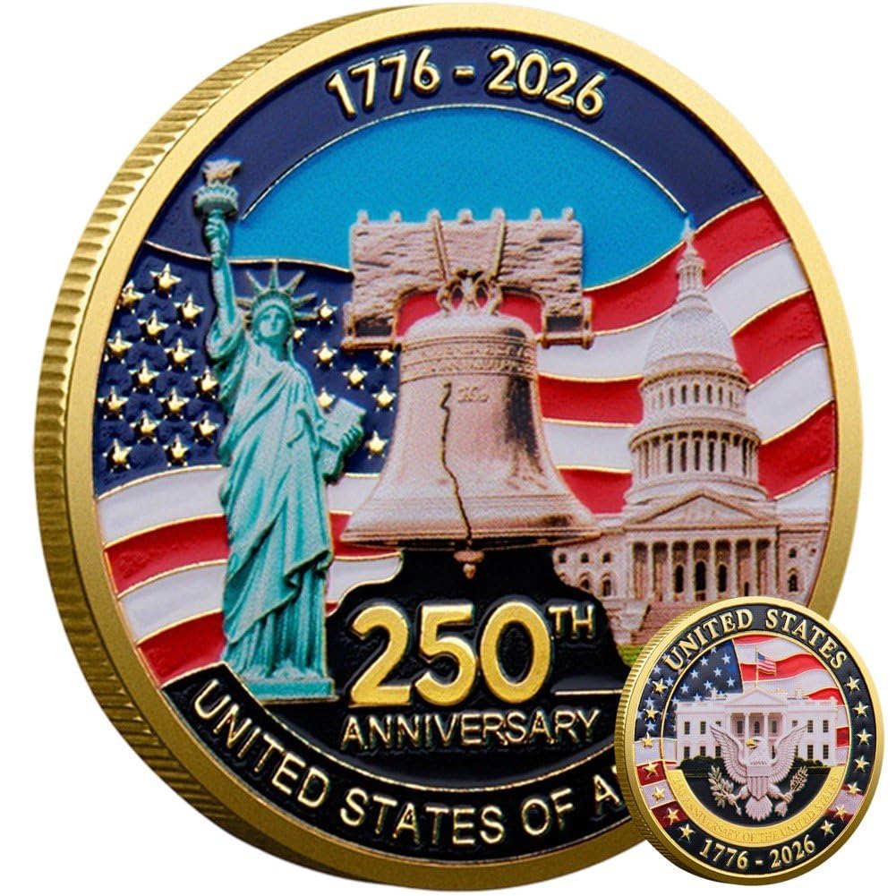 Ppmter Usa 250th Anniversary Challenge Coin, 1776-2026 Us Coins United States 250th Commemorative Coin Independence Collector Coin