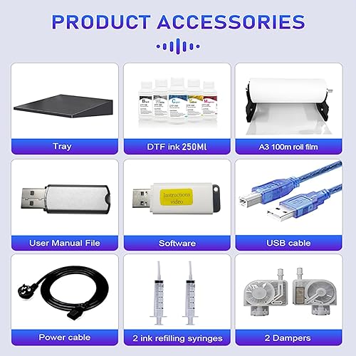 Miniatura 8 de Juego de impresora de transferencia DTF con alimentador de rollo, máquina de impresora DTF A3 para diferentes telas y sudaderas, camisetas,
