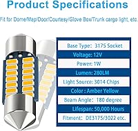 Vista 3 de Serundo Auto DE3175 - Bombilla LED para automóvil de 1.220 in, 1.22 pulgadas, DE3021 DE3022 DE3023 6428 6430 7065, bombilla LED interior utilizada