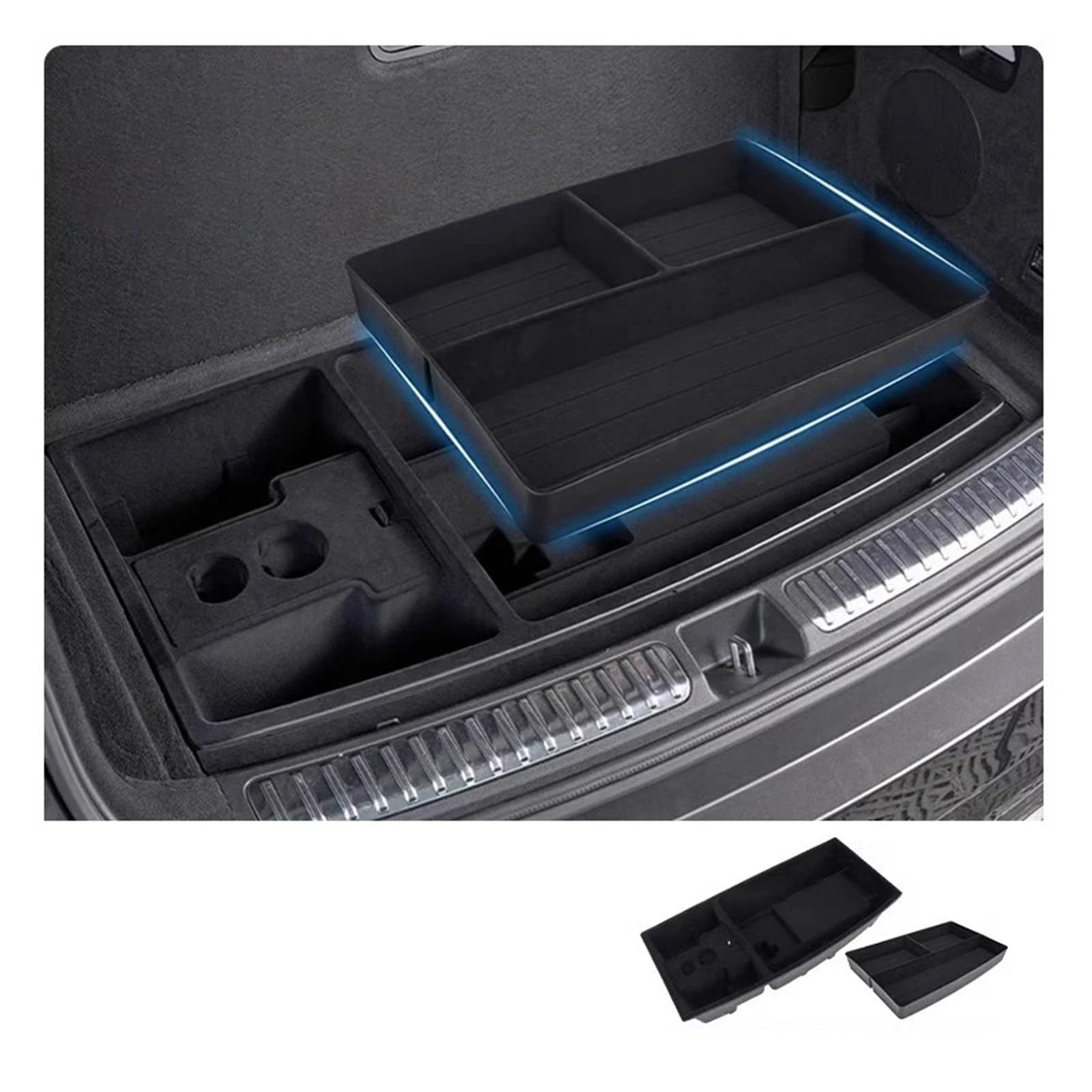 KIFWGIH Cargo Cover Car Styling Trunk Storage Box Multifunctional Folding Box Organizer Hidden Storage Box For Lixiang Li L7 L8 L9 Rear Trunk Parcel Shelf(B For L8-flannel)