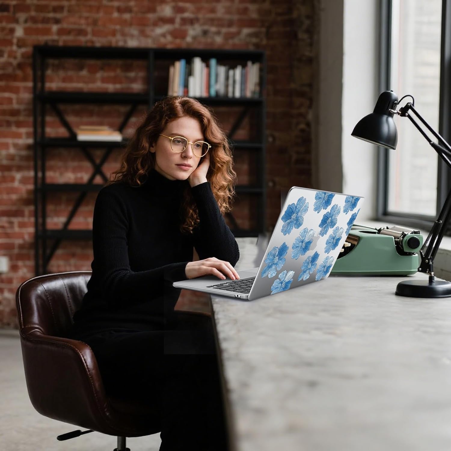 Idocolors Case Compatible with MacBook Air 13 inch 2022 2021 2020 2019 2018 M1 A2337 A2179 A1932, Crystal Hard Shell Protective Cover for MacBook Air 13.3 inch Case (Blue Flower A) - Image 7