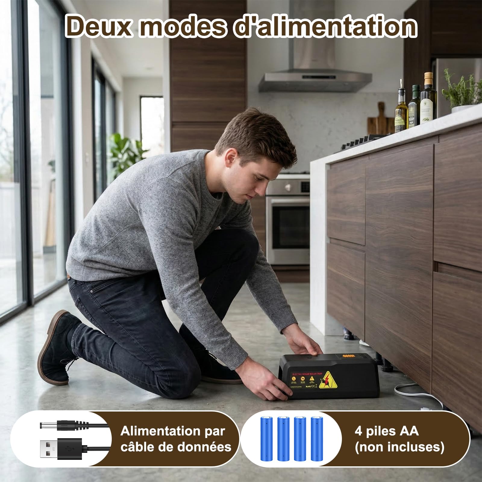 Piege a Rat Electrique Forte 2800V Tension Piege a Rat Réutilisable Piège à Souris électrique pour Maison,Tueurs Domestiques sans Contact