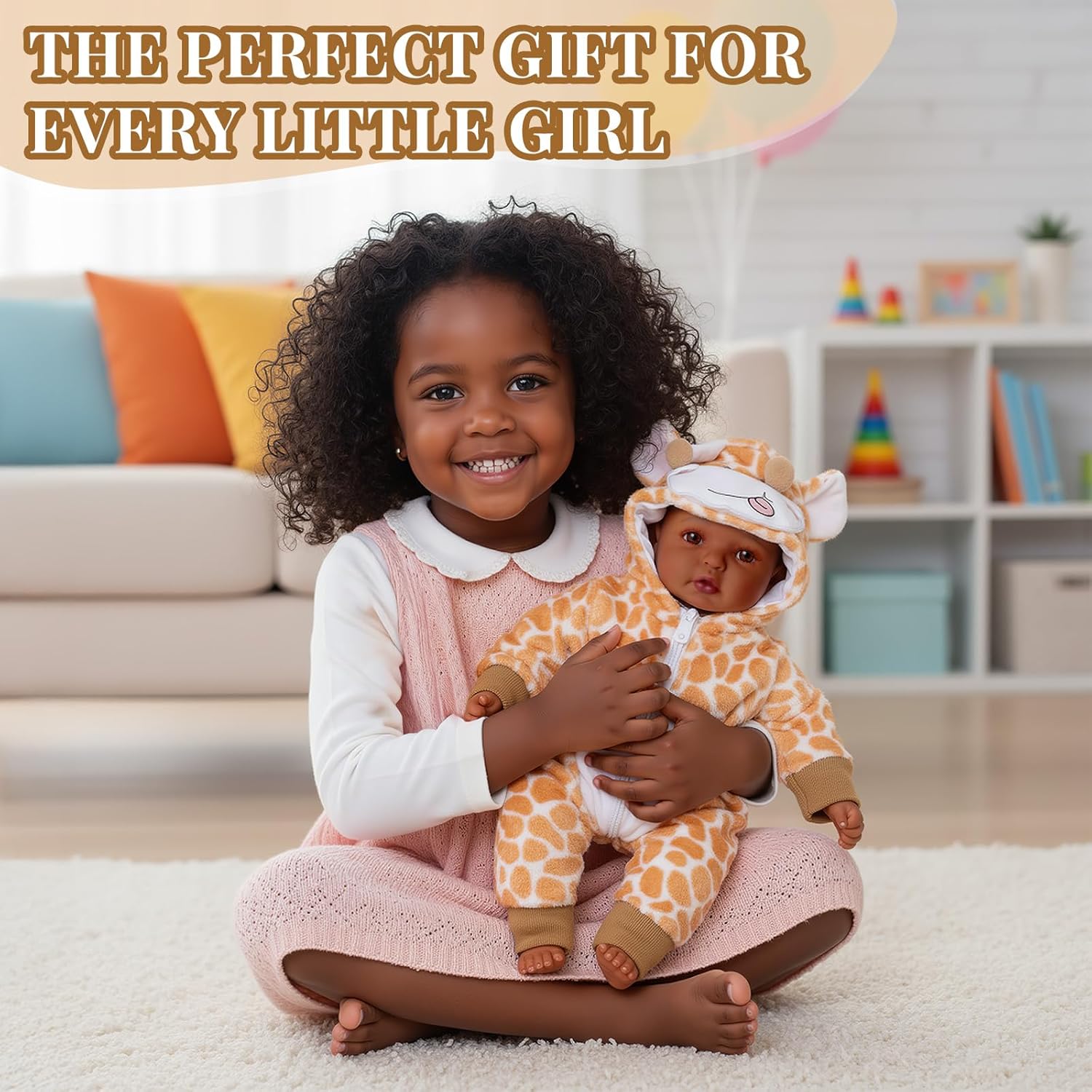 BABESIDE Adorable Lifelike Black Baby Doll - 17" Handmade Realistic African American Baby Dolls with Premium Outfit & Accessories Pretend Play Gift for Age 3+