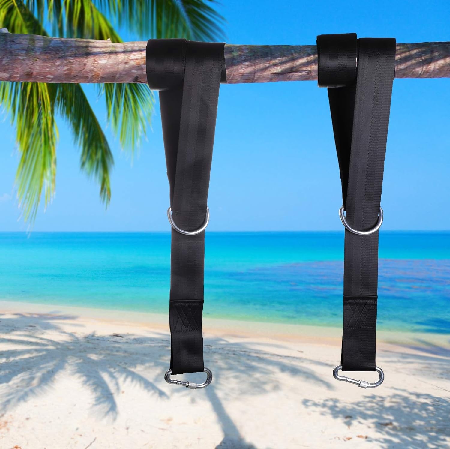 BASTUO Hammock Tree Straps 2pcs Tree Swing Hanging Kit Hold 1400lbs with Heavey Duty Carabiners, Lightweight, Easy to Hang for Camping Hammock Straps, Black : Patio, Lawn & Garden