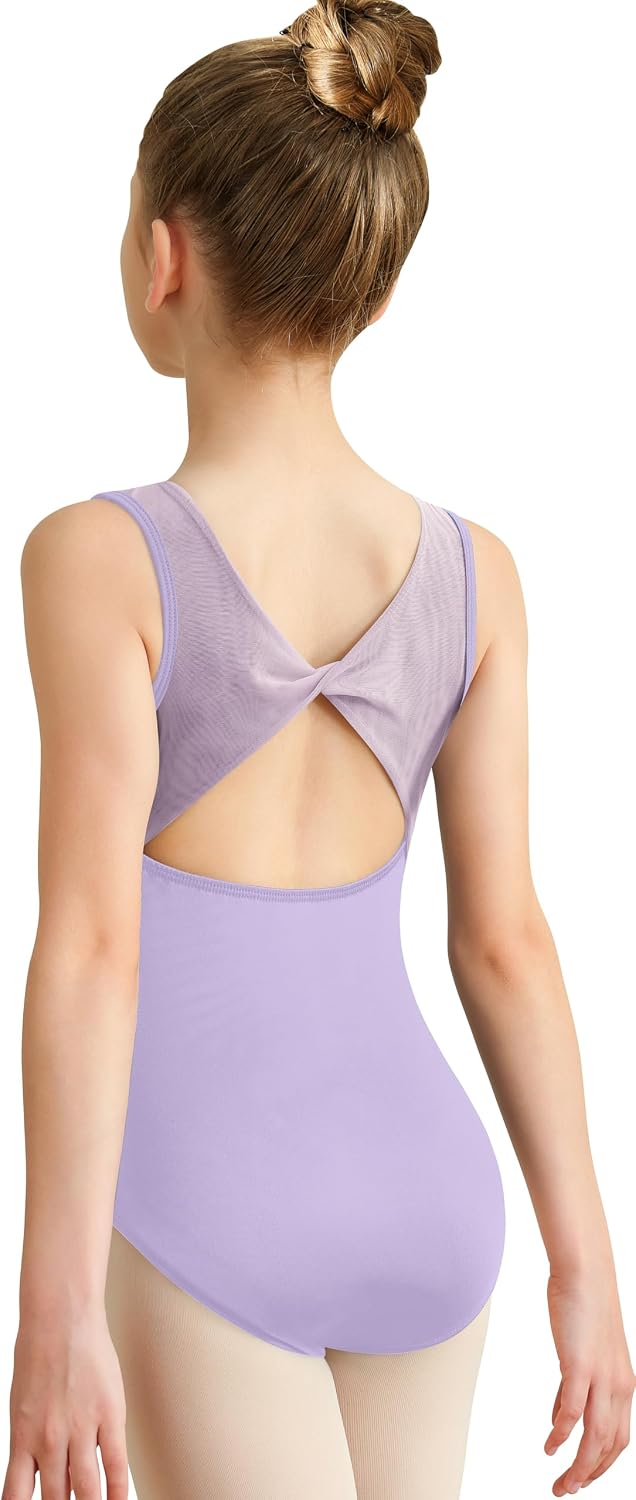 MOLLDAN Girls Tank Dance Leotard Mesh Gymnastics Dancewear for Kids 4-12 Years