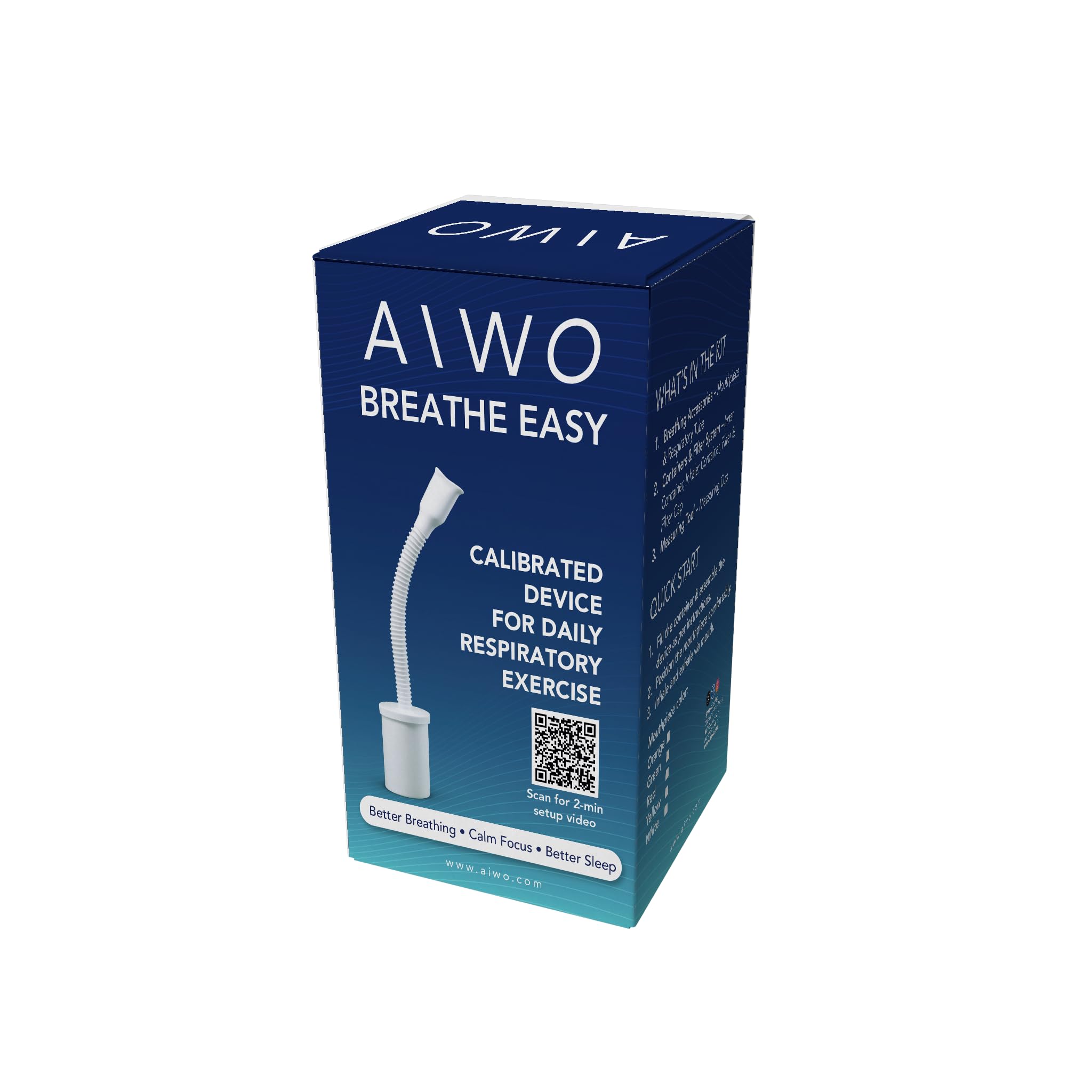 AIWO Breathe Easy Breathing Kit | Manual Calibrated Breathing Exercise Device for Adults & Kids 5+ | Breath Training & Wellness Support | Reusable & User-Friendly — Amazon image 2