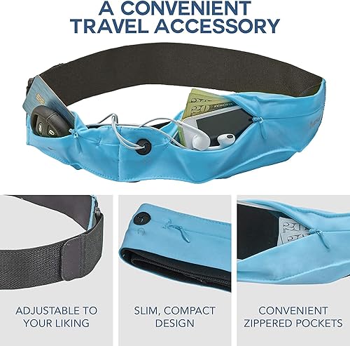 Miniatura 5 de Athlé - Cinturón para correr para ejercicio y viajes, dos bolsillos elásticos para la mayoría de teléfonos, billetera, tarjetas y más, clip para