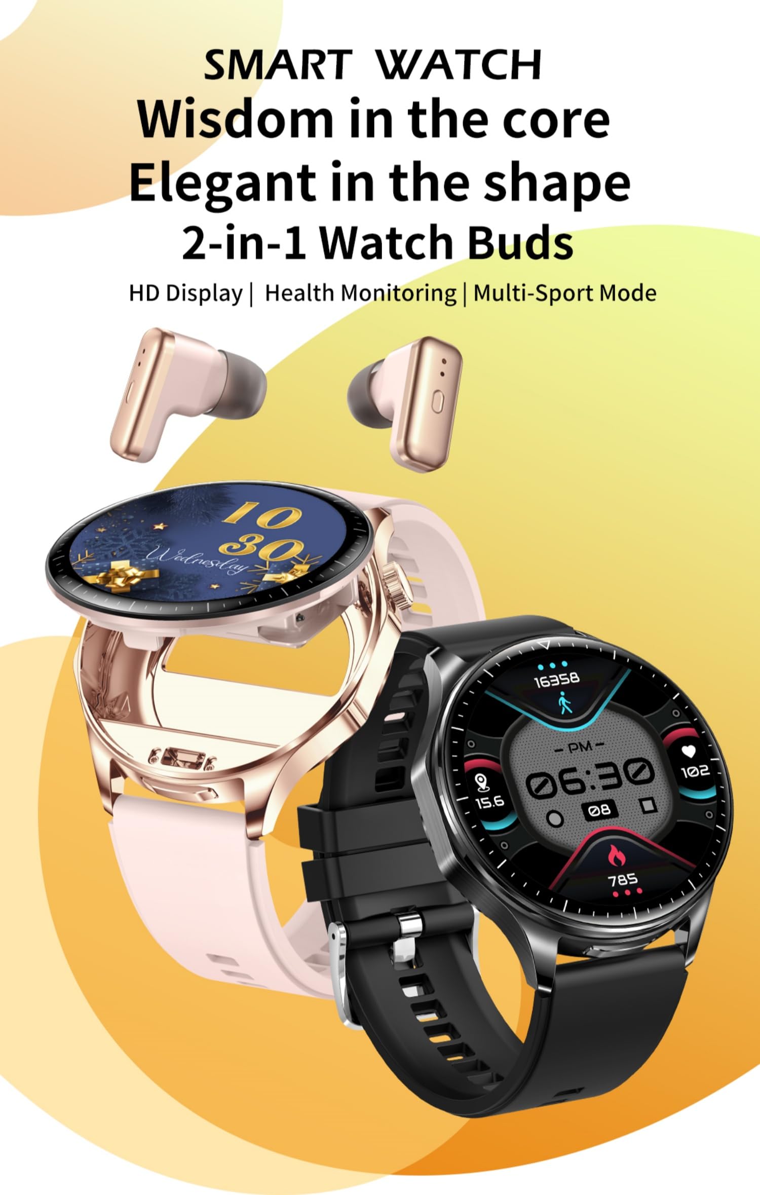 AIEK Smartwatch Uomo Donna, Cuffie Bluetooth, Orologio Intelligente Fitness con 1.43'' AMOLED, Fitness Tracker 100+ Sportive per Fascia Cardio SpO2 Sonno,Ciclo Mestruale per Android iOS (Argento)