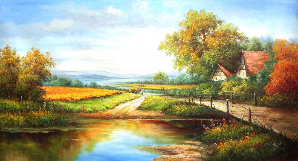 Amazon.co.jp: 古代風景景色リアルクラシックハンドメイド油絵