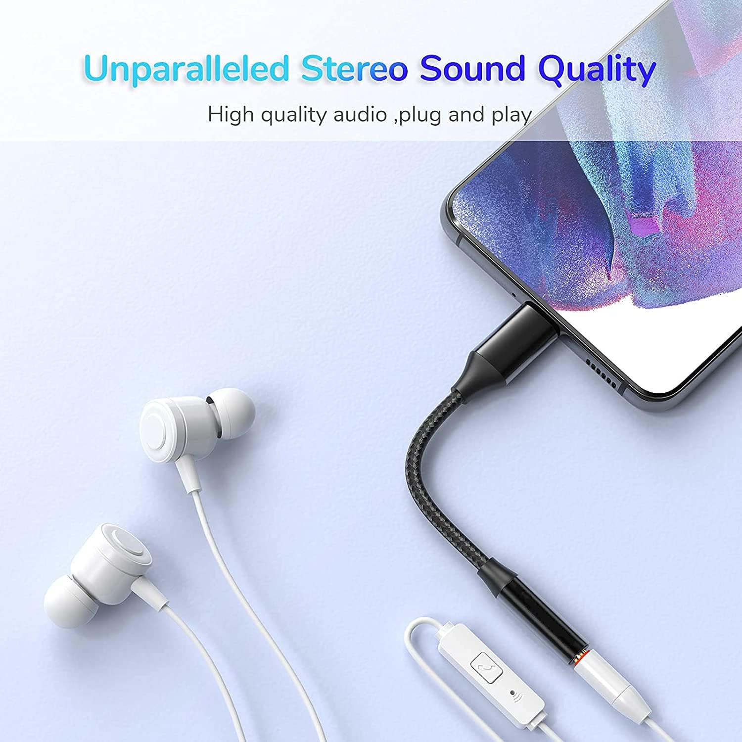 USB C to 3.5mm Headphone Adapter for Samsung Galaxy S20 Ultra S20+ Note 20 10 S10 S9 Plus,Pixel 4 3 2 XL USB CWeave Headphone Adapter