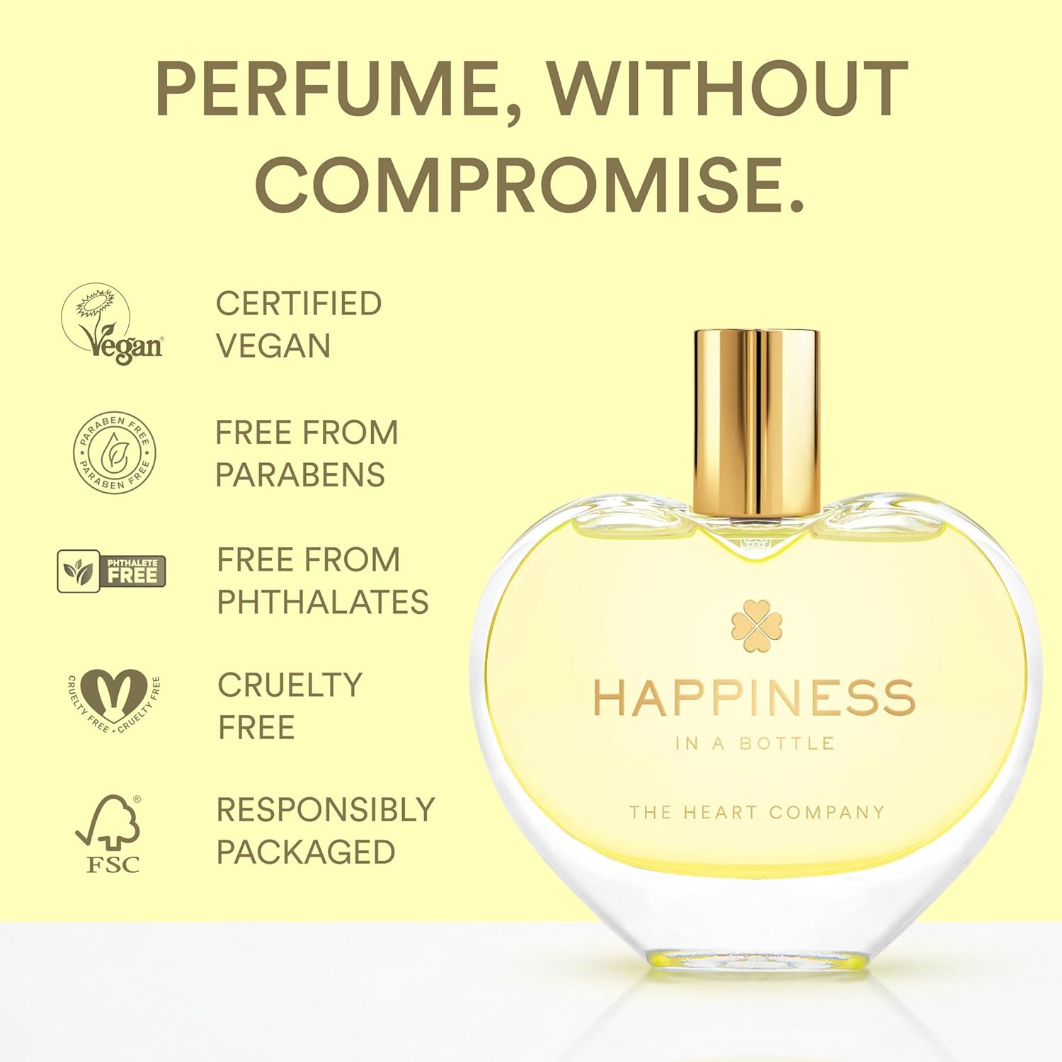 THE HEART COMPANY | Happiness in a bottle | Citrus Perfume for women | Vegan Women's Eau de Parfum | Clean Bergamot Fragrance with Essential Oils 75ml - 2.5 fl oz.