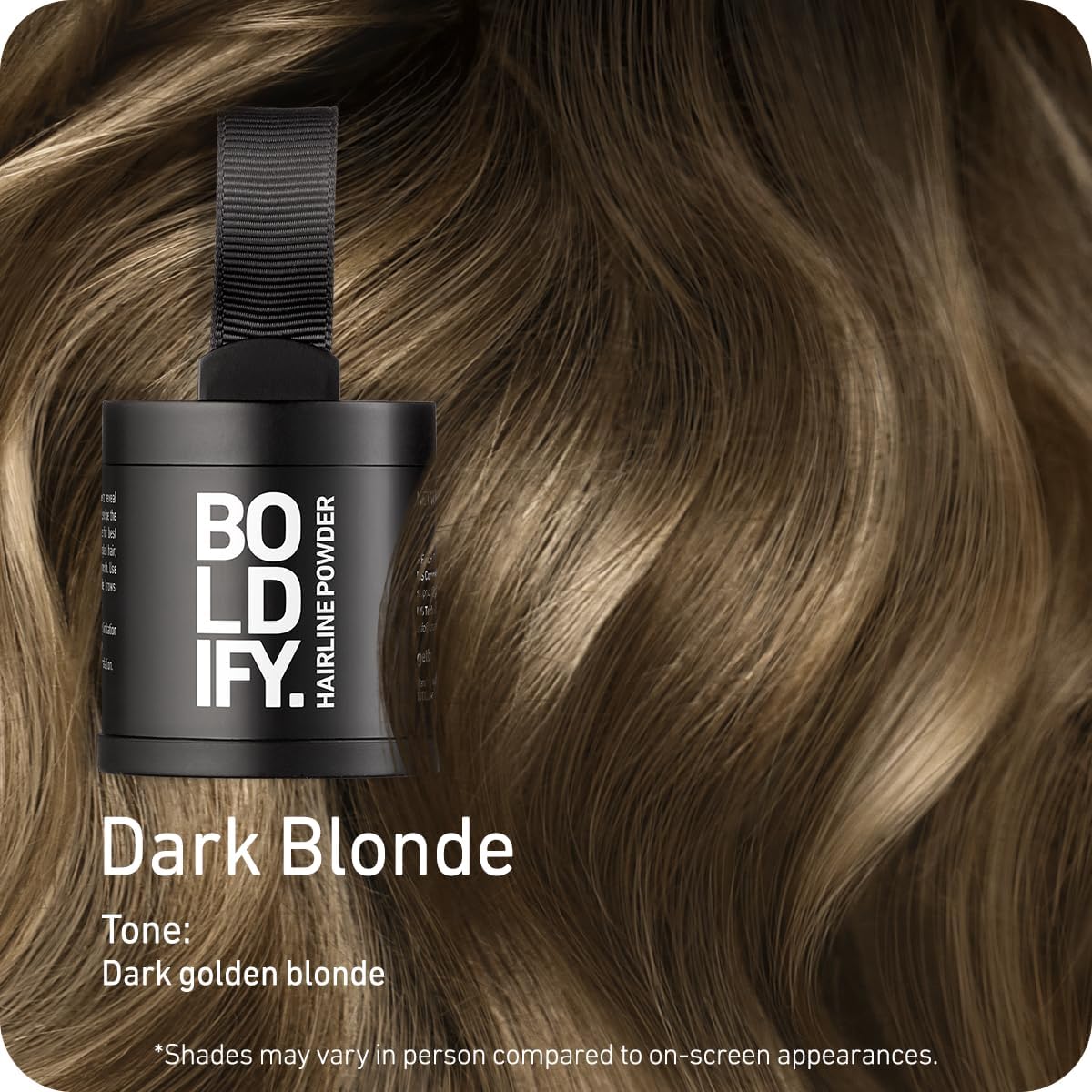 BOLDIFY Hairline Powder (LARGE, 10g) - Water-Resistant Root Touch Up Hair Color for Gray Coverage - 24-Hour Stain-Proof, Mess-Free Hair Powder for Thinning Hair - Dark Blonde