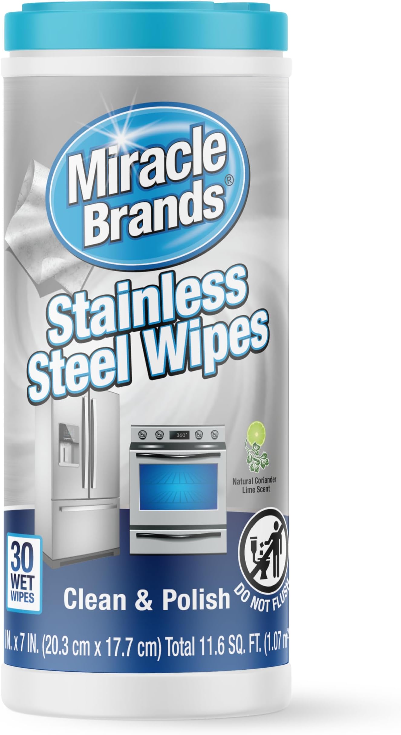 for Stainless Steel, Great for Kitchen and Appliances, Including Oven, Refrigerator, Dishwasher, Microwave, Sink, Hood, Grill, Removes Fingerprints and Smudges - 30 Count