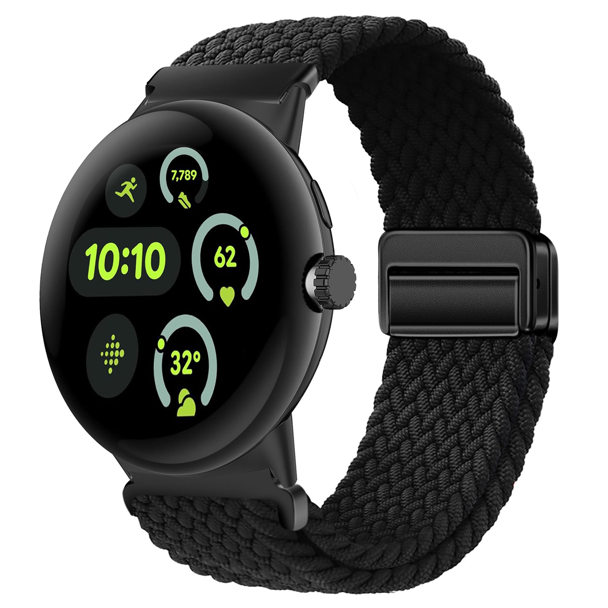PONATTENO Braided Band Compatible For Google Pixel Watch 4 /Pixel Watch 3, Magnetic Adjustable Buckle Design, Breathable Soft Elastic Replacement