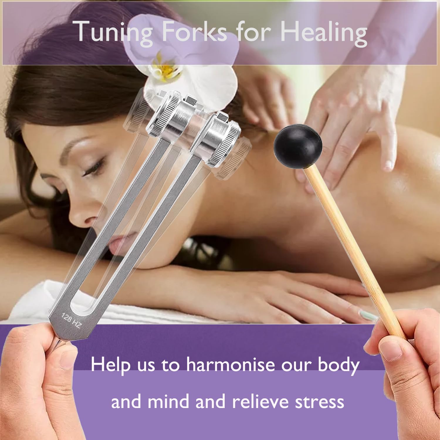 Juego de tenedores de afinación para curación, incluye 128 Hz, 136 Hz, 256 Hz, 384 Hz y activador, pies de gema, accesorios de grado médico para yoga y meditación, instrumentos de afinación de música