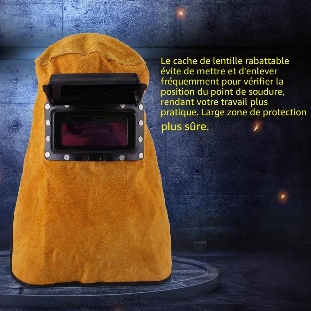 Bonnet de Soudeur avec Objectif de Filtre occultant Automatique, Masque en Cuir de Bonne qualité