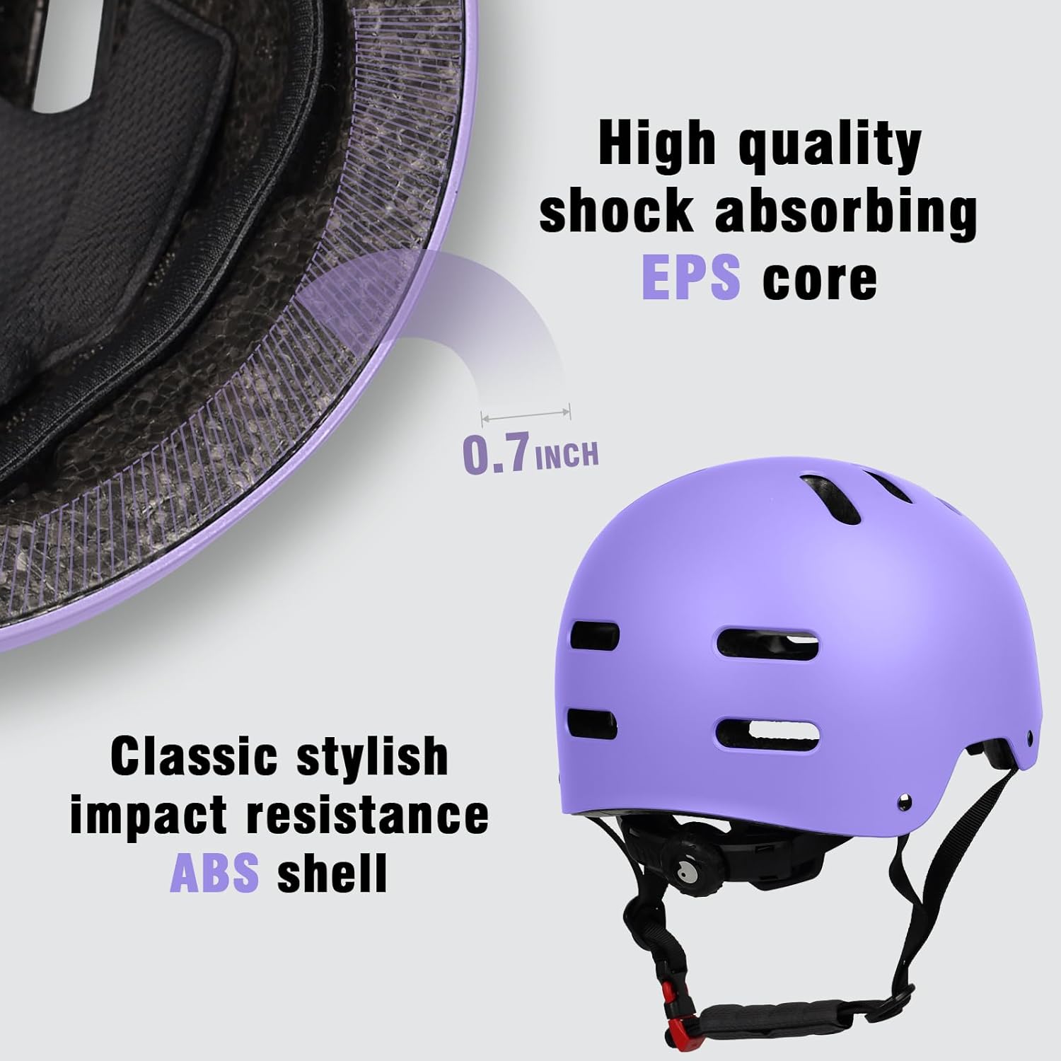 Skateboard Bike Helmet for Adults Women Men Youth Kids (2-3-5-8-14+ Years Boys Girls) - Lightweight Multi-Sport Adjustable Helmets for Bicycle Skateboard Scooter Skate Cycling - Image 2