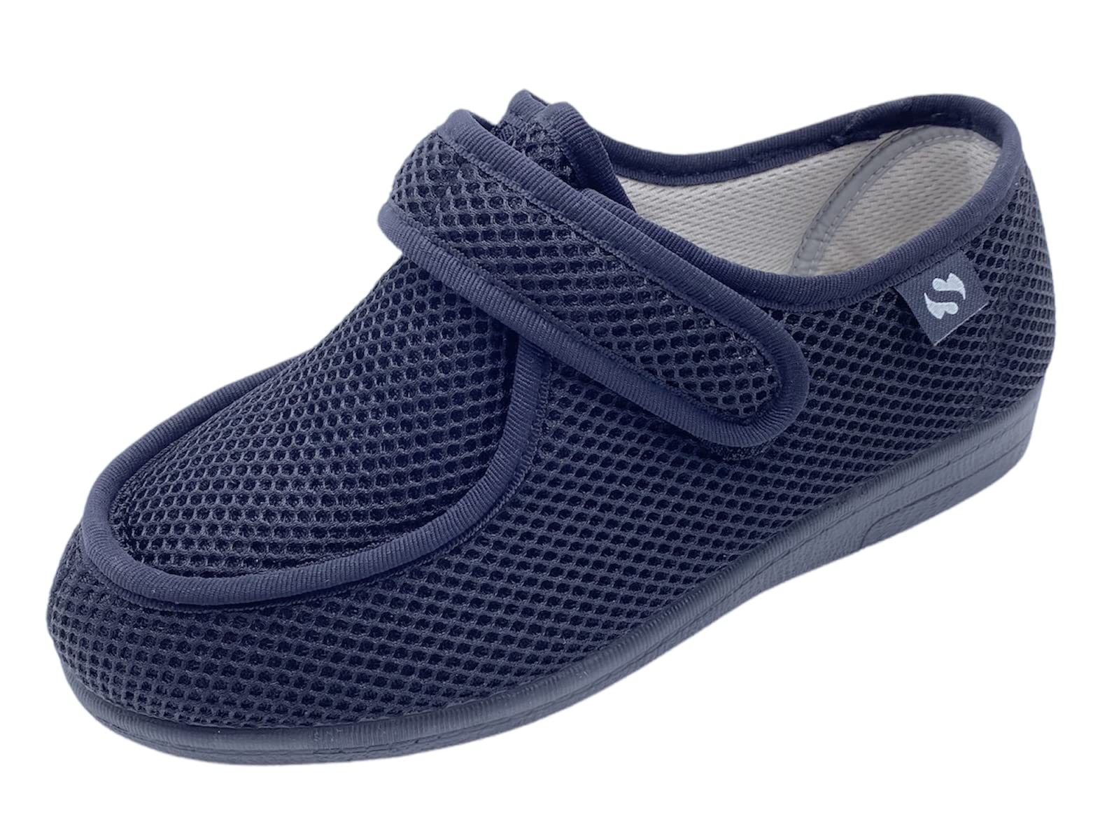 Zapatillas Unisex con Velcro - Zapatillas Verano/Invierno - Ancho Especial Pies Delicados - Antibacteriana Diabéticos Posoperatorio - Unisex - Negro y Marino - Tallas 36-48