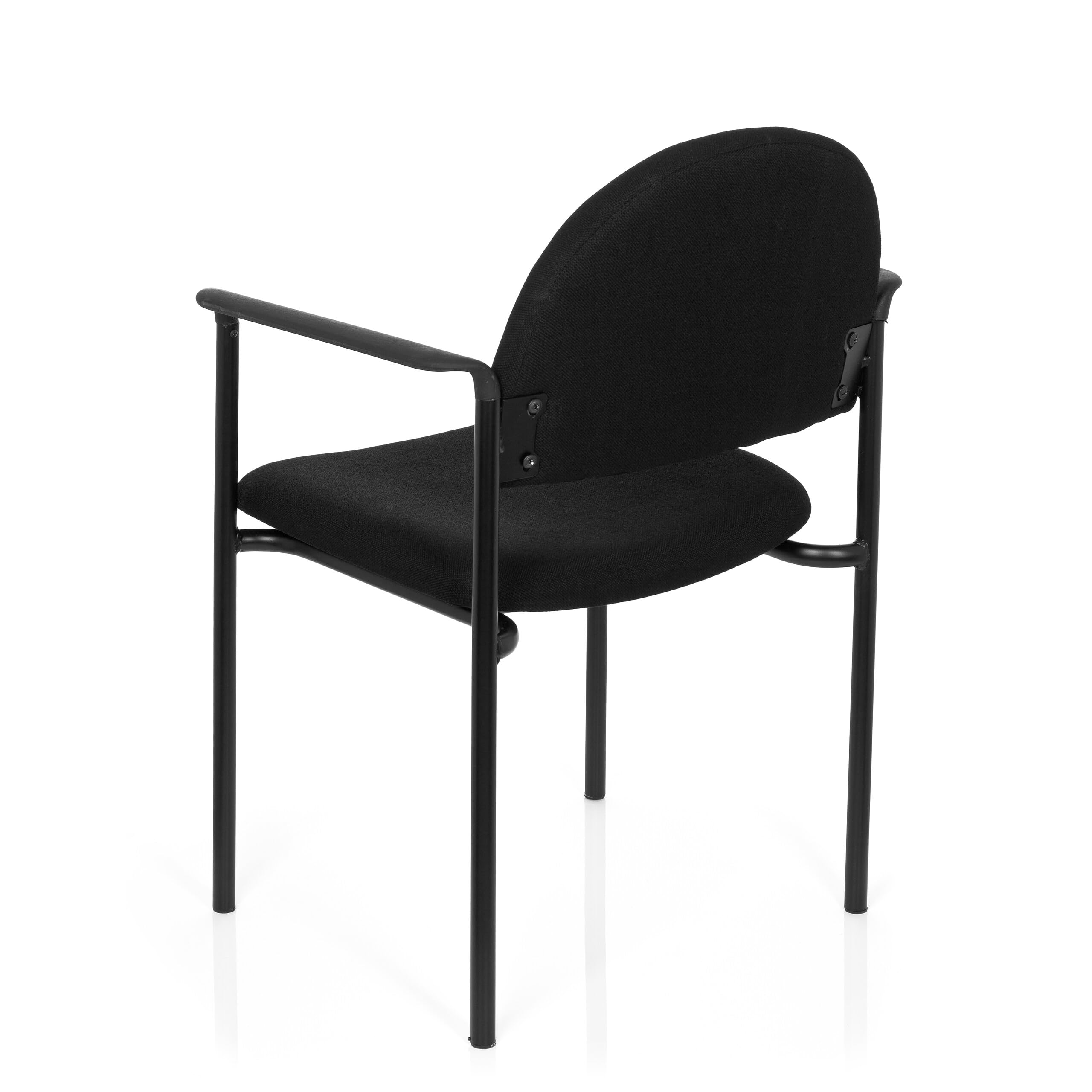 hjh OFFICE 704330 XT 700 Chaise de conférence empilable à quatre pieds rembourrée avec accoudoirs Noir