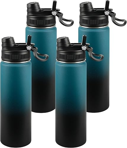 Miniatura 7 de Botella de agua aislada de 22 onzas, tapa 2 en 1 a prueba de fugas (sorbo/pajilla) + asa, botella de acero inoxidable para deportes, viajes, trabajo