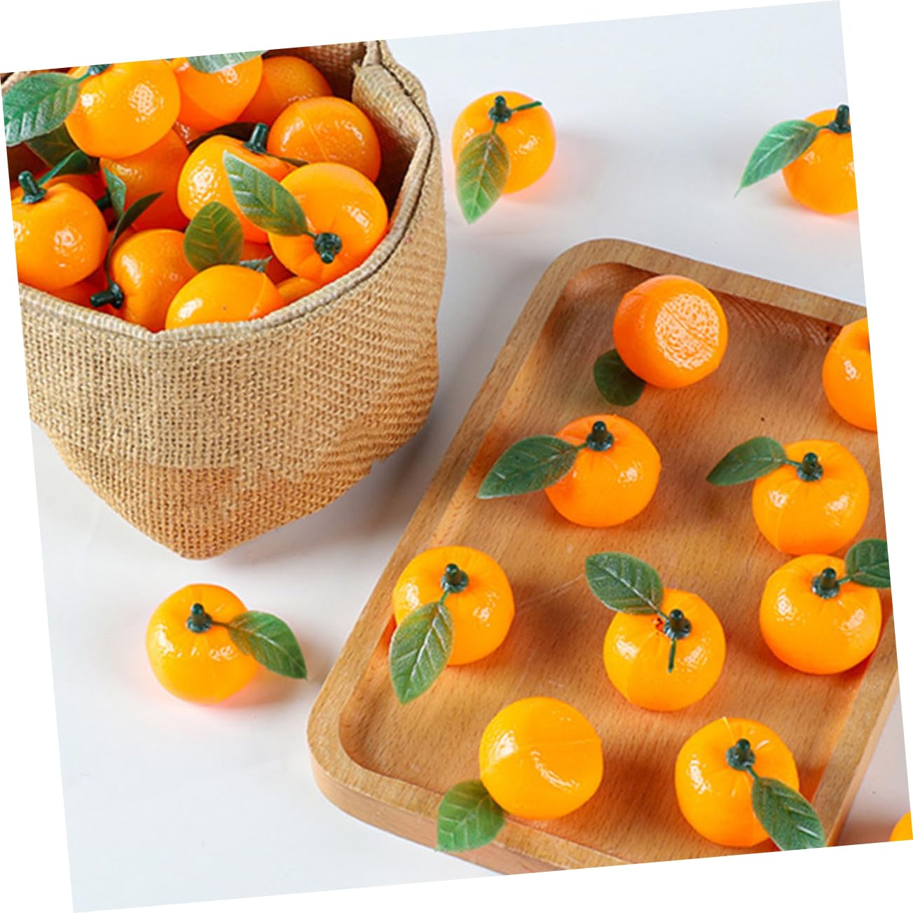 SOIMISS 4 Juegos Adorno Simulado De Mini Naranja Azucarera con Hojas Olivo Falso Olivo Falso Cesta De Frutas Naranjas Cubos Plátanos Juguetes Decoración del 50 Piezas*4