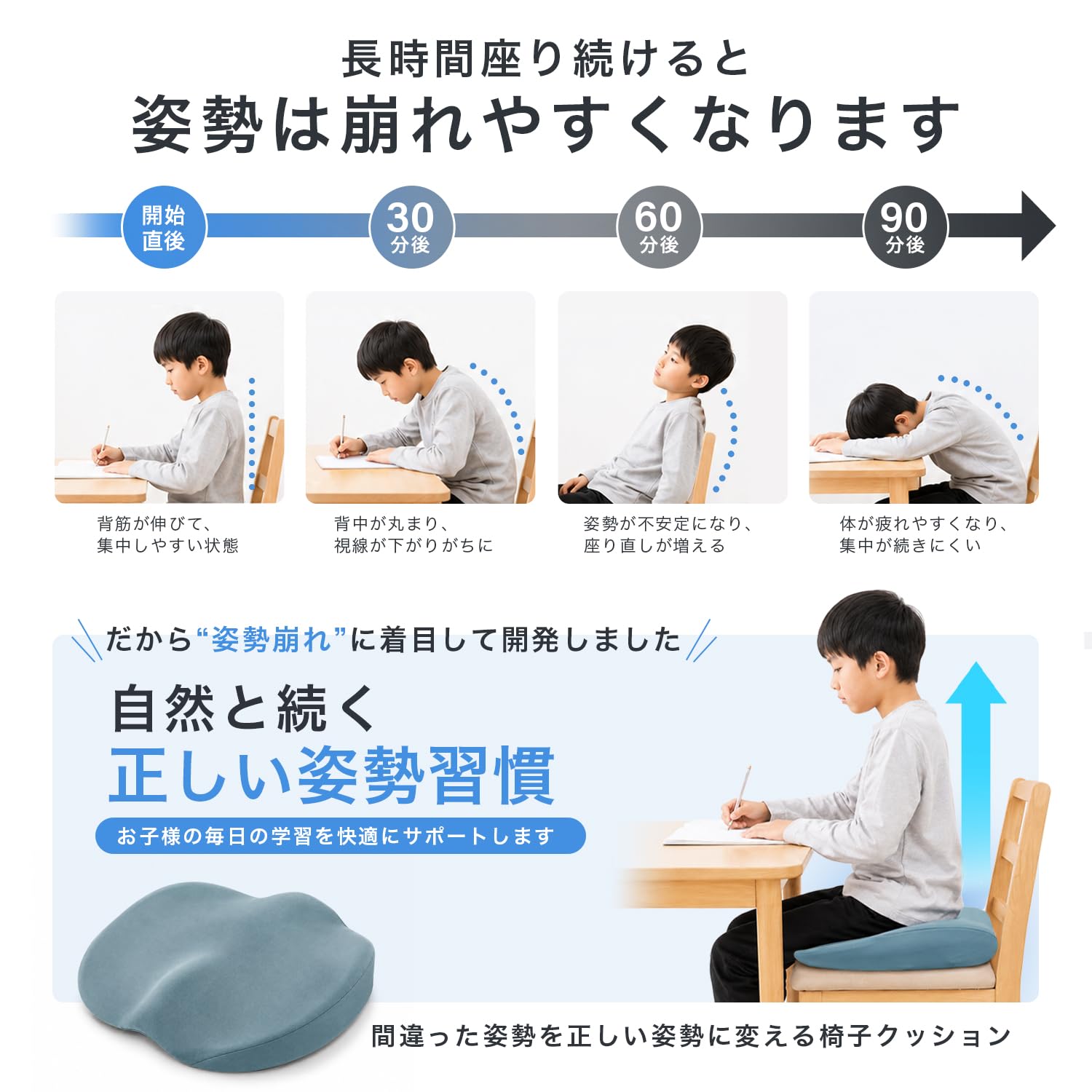 Amazon.co.jp: 30分以上座ったまま勉強するお子様用椅子クッション 