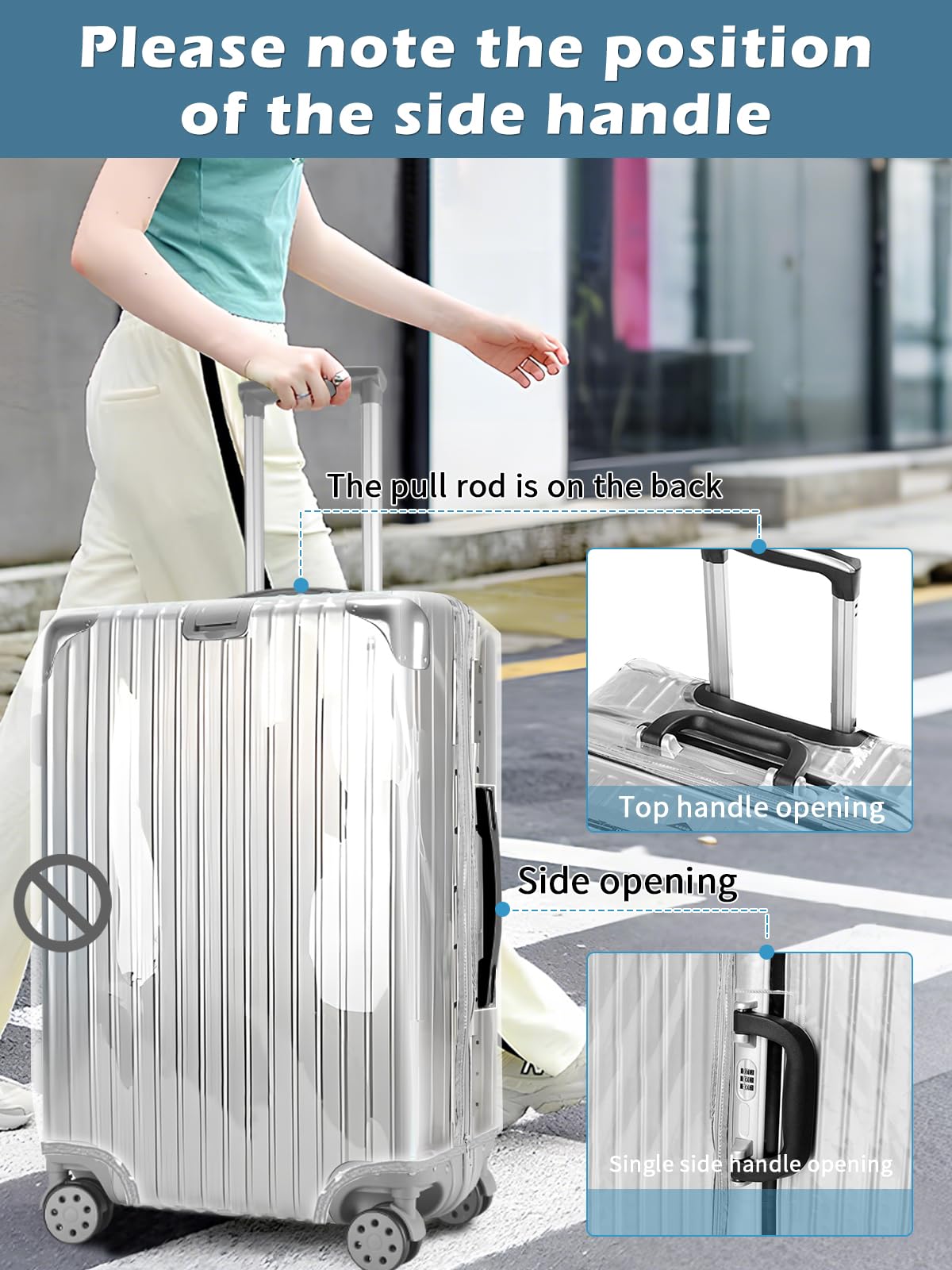 Yotako Funda Protectora para Maleta de 20, 24, 28, 30 Pulgadas, 70% Transparente, 30% Gris, 76,20 cm, Cremallera Mejorada