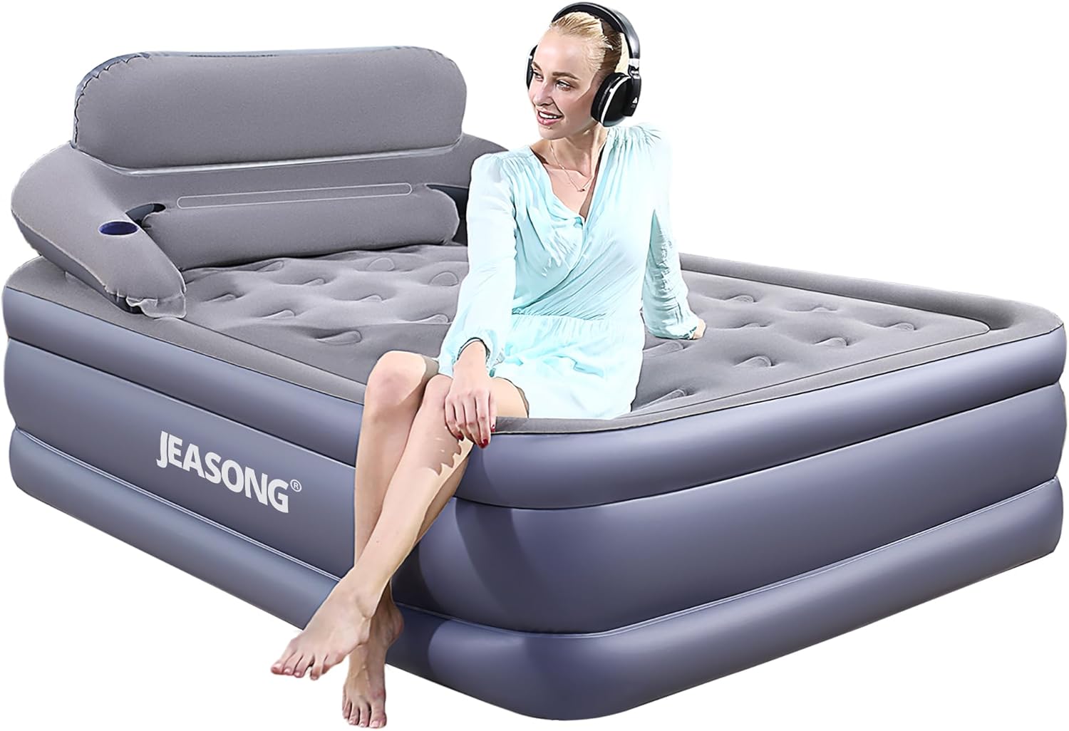 JEASONG Inflatable Beds with Headboard, Fast Inflate/Deflate Inflatable