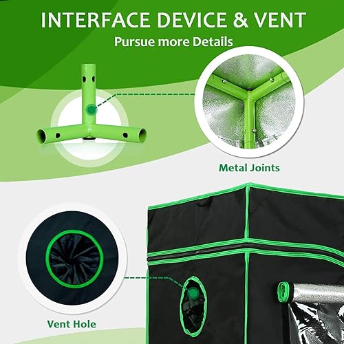 Miniatura 3 de GA Tienda de cultivo 2 en 1 de 36 x 24 x 53 pulgadas, 48 x 36 x 72 pulgadas, 60 x 48 x 80 pulgadas, tienda de cultivo hidropónica reflectante de