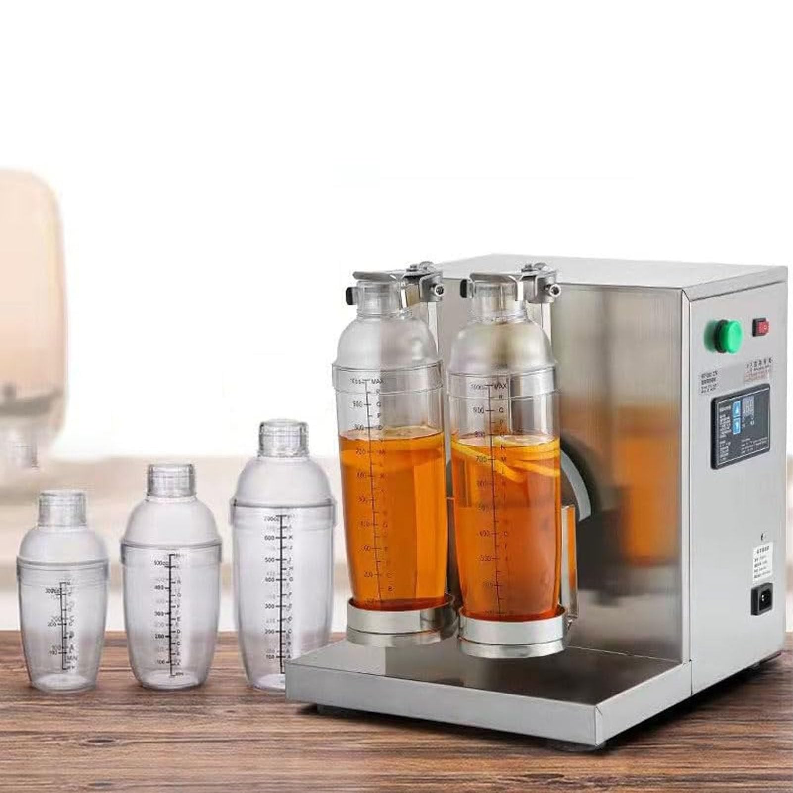 PioMue Milk Tea Shaker Machine, Dual-Cup Automatic Drink Shaker for Bubble Tea, Juice, Coffee, Milkshake, Wine,Smoothies,0-120s Adjustable Milk Tea Shake Mixer Machine