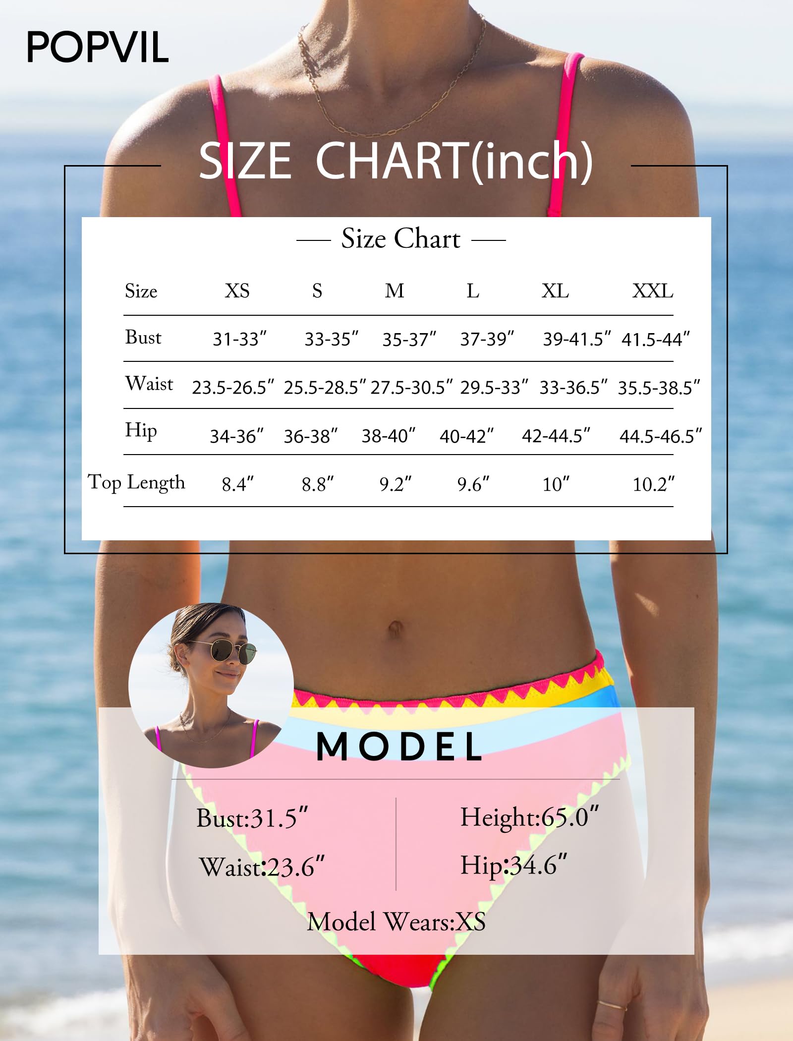 popvil Ensemble bikini sans bretelles pour femme - Couleurs fluo - Bandeau - Maillot de bain deux pièces pour vacances à la plage 2025