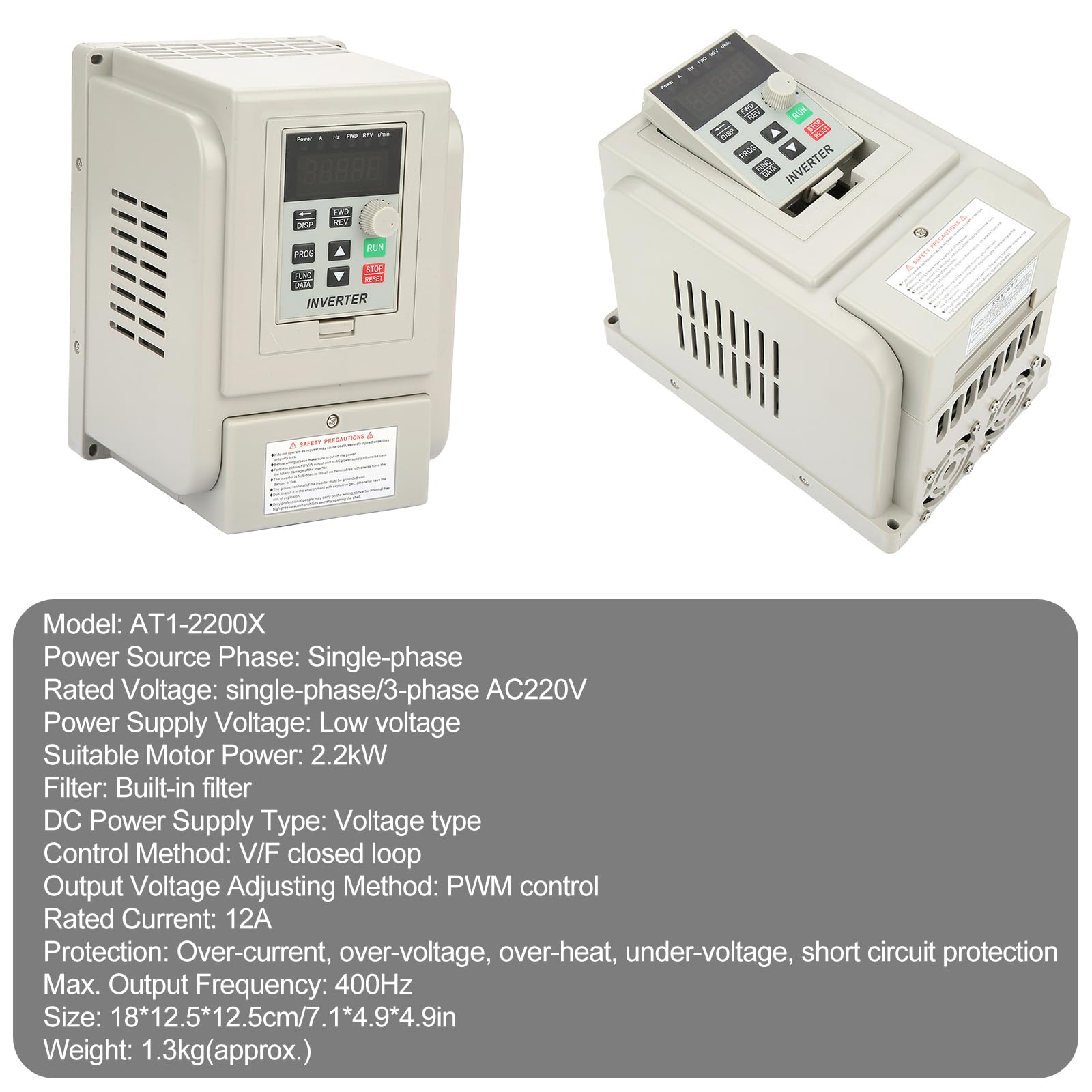 DEWIN Azionamento a Frequenza Variabile 2.2kW 220V Azionamento a Frequenza Variabile Monofase VFD Regolatore di Velocità,Nota in Italiano,Omologato CE (Ingresso Monofase, Uscita Trifase)