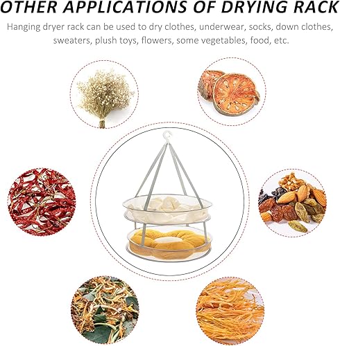 Miniatura 8 de AUTODECO Secador colgante de malla plegable de 2 niveles, estante de secado de suéteres, estante de secado de ropa grande, colgador en seco plano,