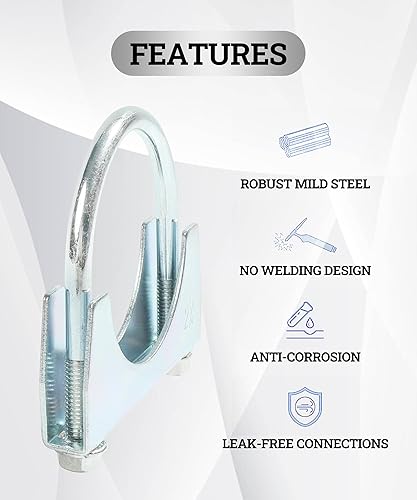 Miniatura 4 de Zlirfy Abrazaderas de Escape con Perno en U de 1.75", 2", 2.25", 2.5", 2.75", Abrazaderas de SilenciadorEscape de Metal con Perno en U, Abrazadera