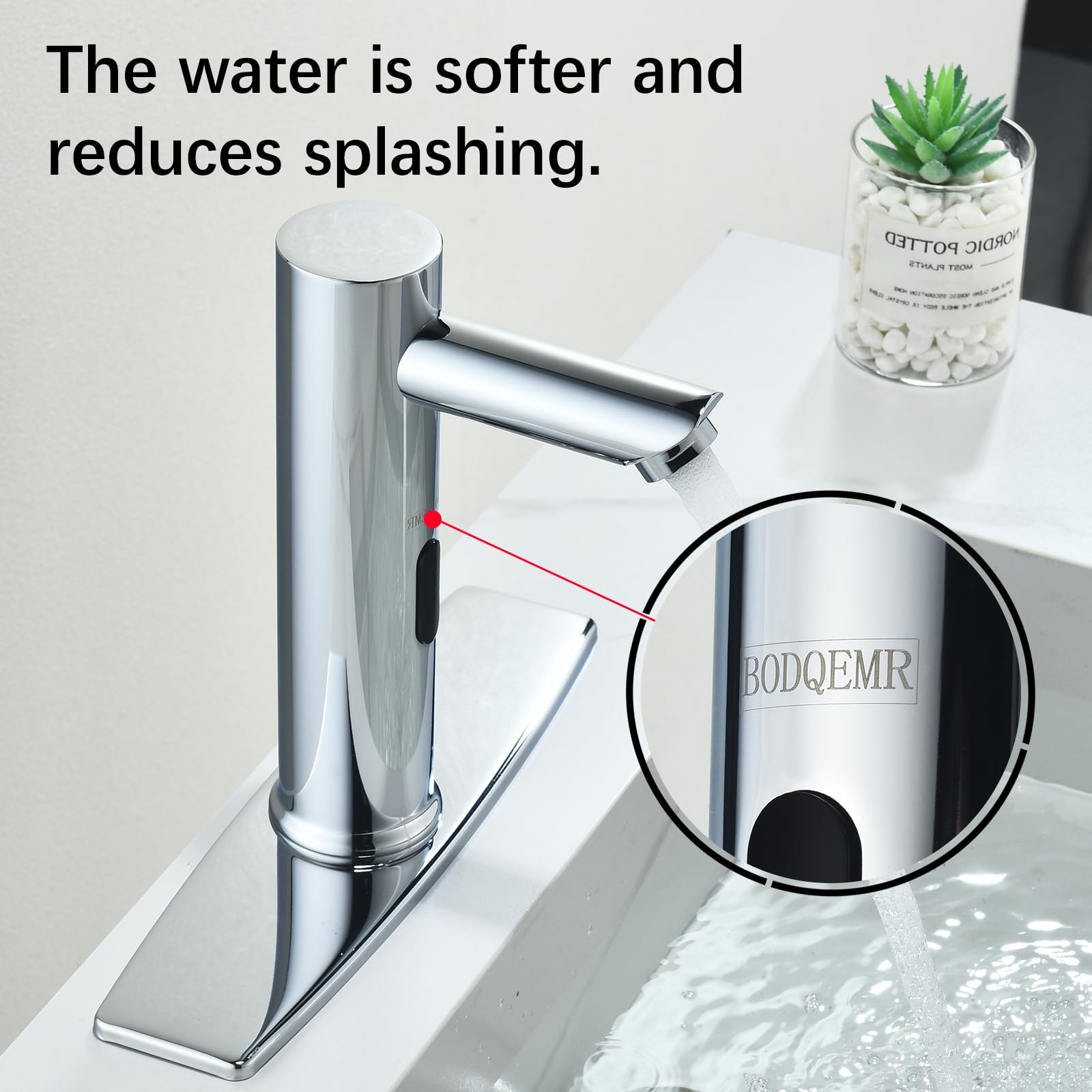 Grifo automático sin contacto con sensor de movimiento comercial, grifo de baño con placa de cubierta, grifos de tocador de cascada manos libres, grifo de agua para baño con caja de control y