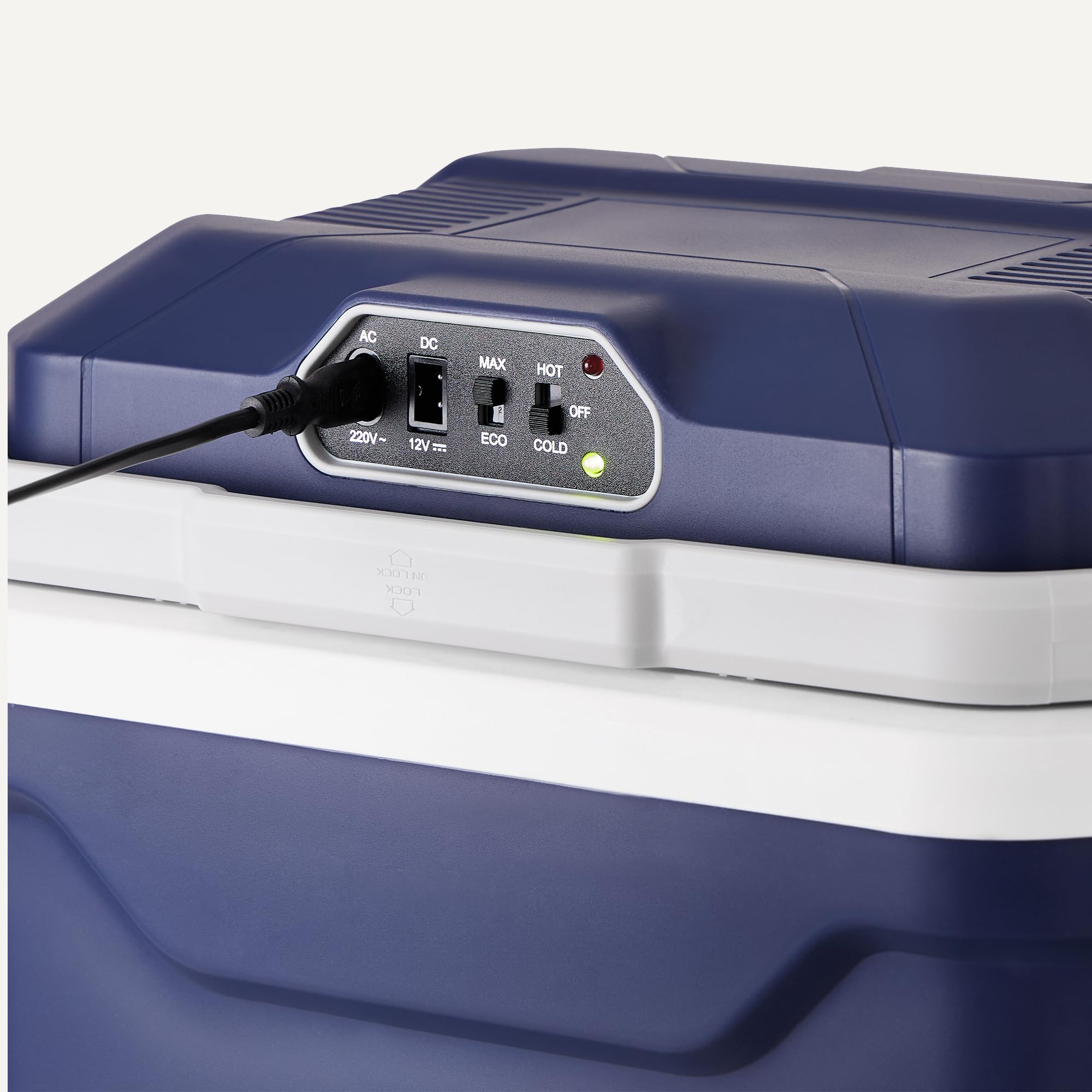 Amazon Basics Glacière Électrique,Réfrigérateur avec Fonction de Refroidissement et de Réchauffement,12 V c.c./230 V c.a.Pour un Usage Domestique ou en Véhicule,24 litres,Bleu
